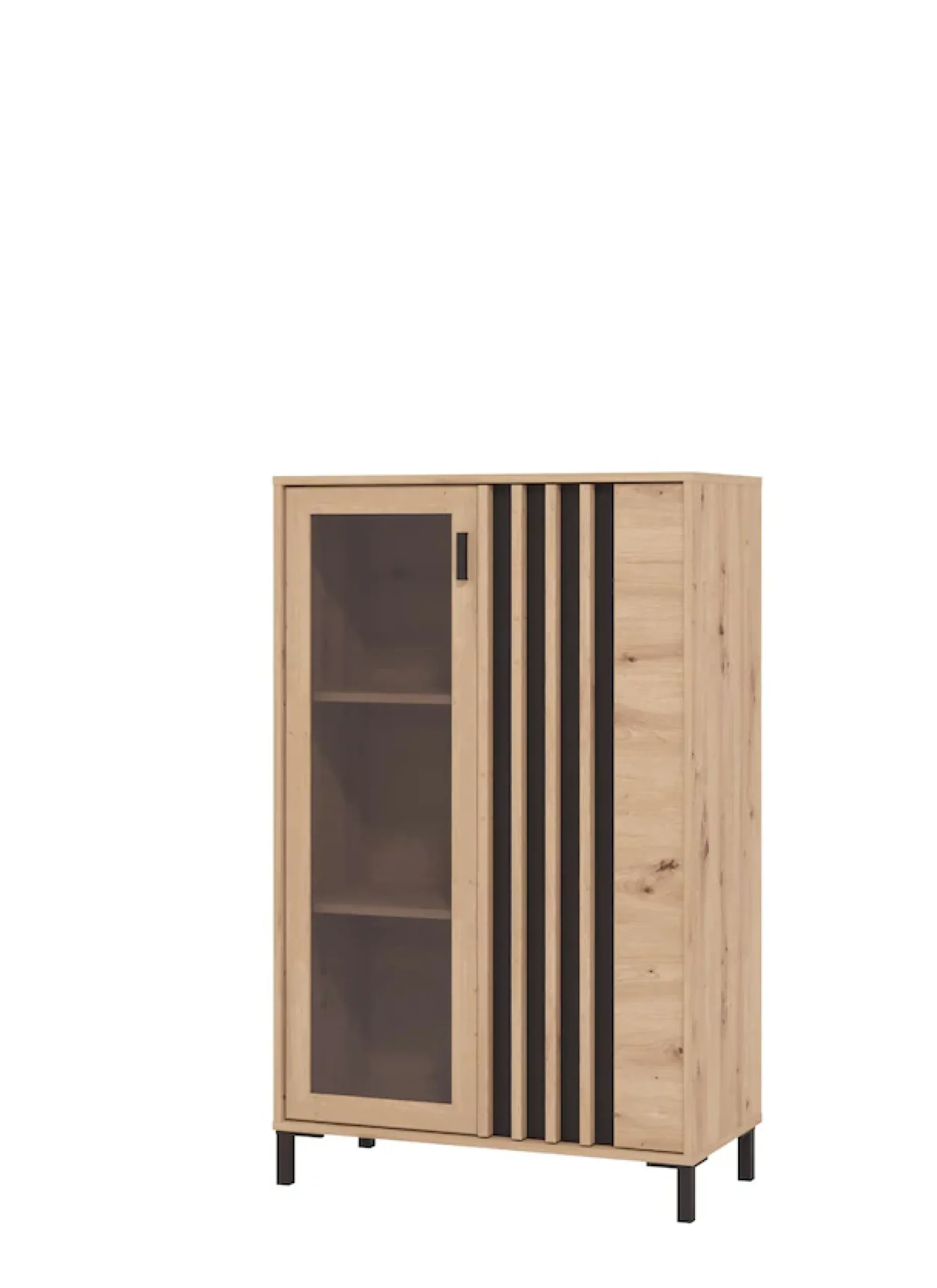 Home affaire Highboard »LAVAL, Hochkommode, Vitrine, Glasvitrine, Kombi-Highboard« Modernes Highboard in Artisan-Dekor mit Glasfront & Lamellen-Optik