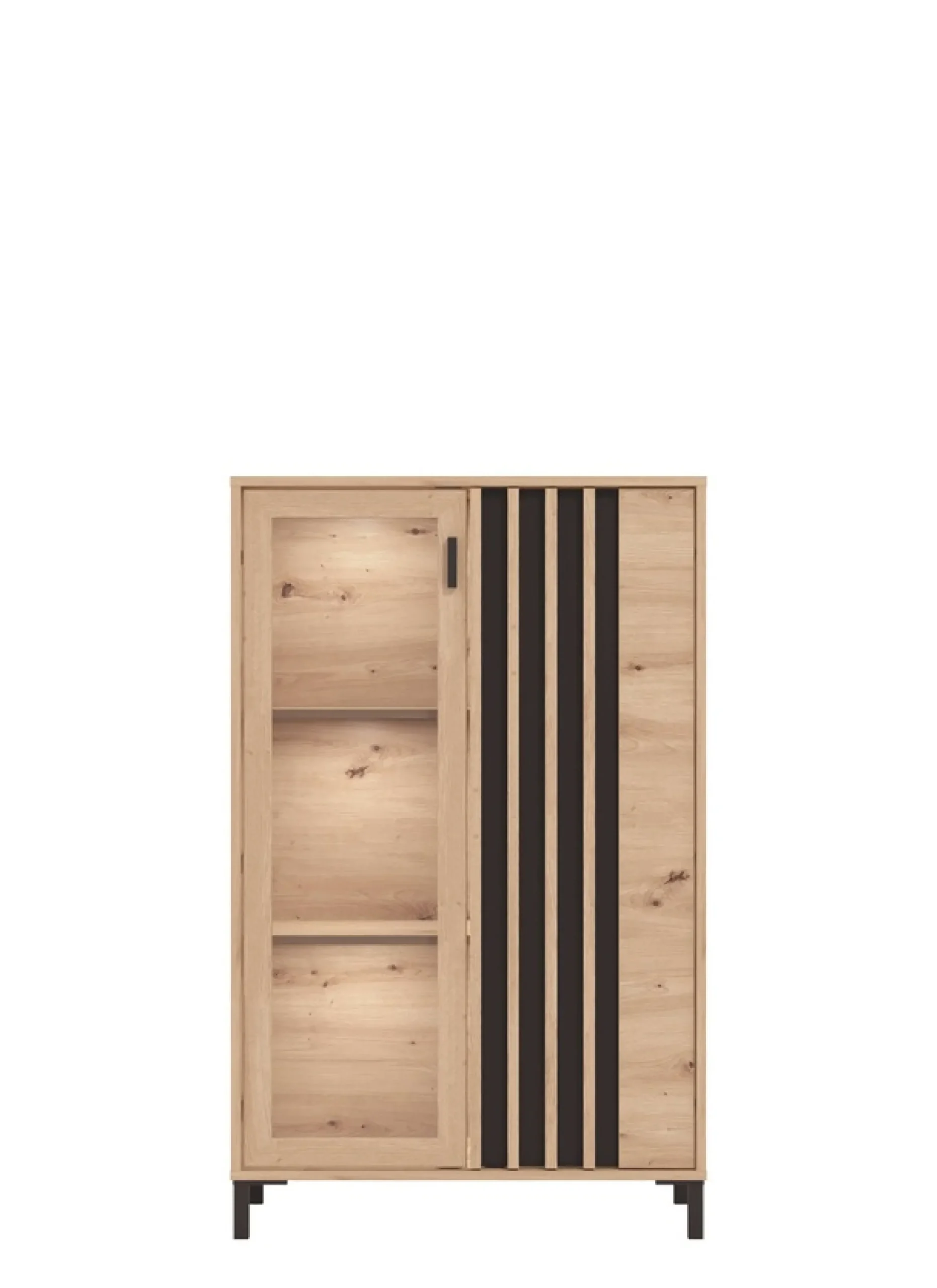 Home affaire Highboard »LAVAL, Hochkommode, Vitrine, Glasvitrine, Kombi-Highboard« Modernes Highboard in Artisan-Dekor mit Glasfront & Lamellen-Optik