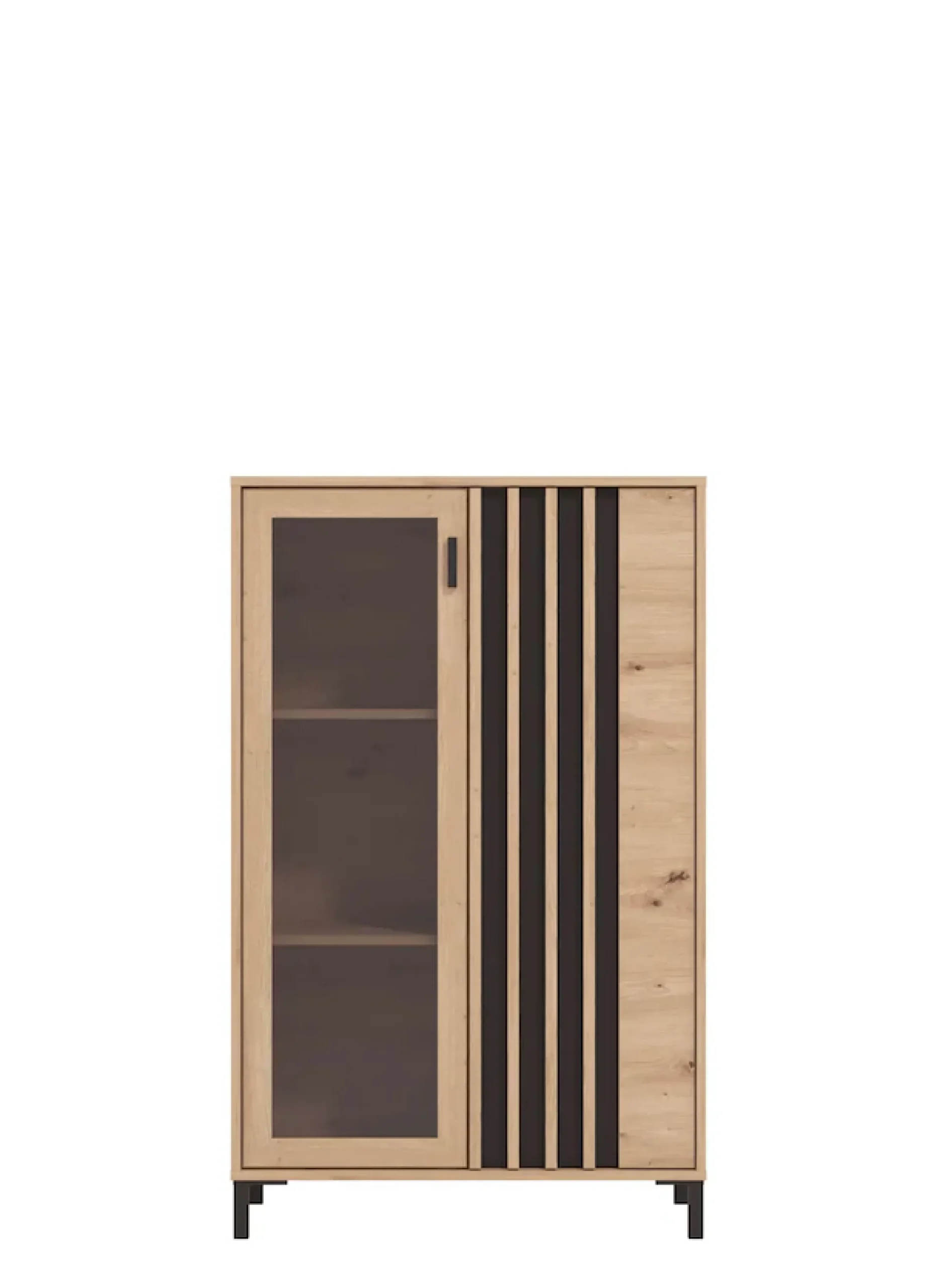Home affaire Highboard »LAVAL, Hochkommode, Vitrine, Glasvitrine, Kombi-Highboard« Modernes Highboard in Artisan-Dekor mit Glasfront & Lamellen-Optik