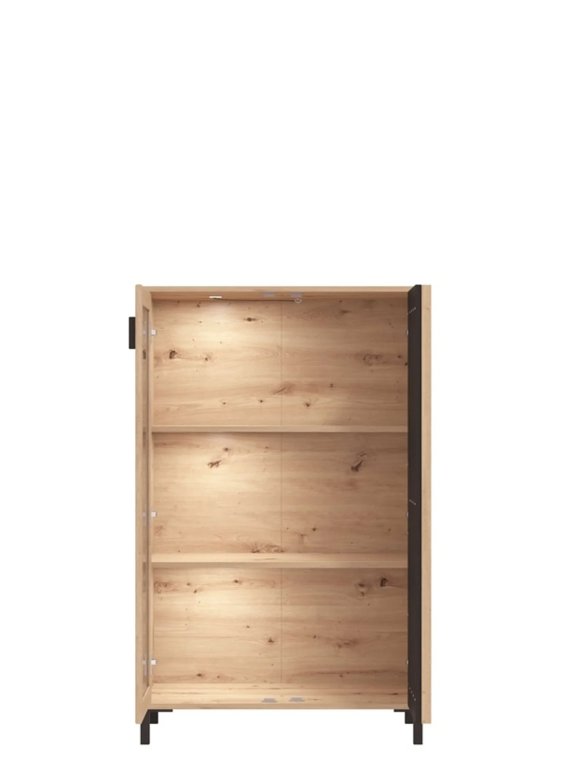 Home affaire Highboard »LAVAL, Hochkommode, Vitrine, Glasvitrine, Kombi-Highboard« Modernes Highboard in Artisan-Dekor mit Glasfront & Lamellen-Optik