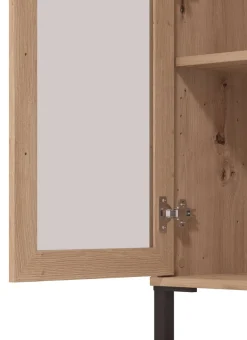 Home affaire Highboard »LAVAL, Hochkommode, Vitrine, Glasvitrine, Kombi-Highboard« Modernes Highboard in Artisan-Dekor mit Glasfront & Lamellen-Optik