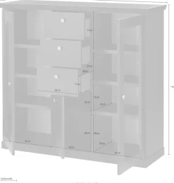 Home affaire Highboard »Lincoln, moderner Schrank, schwarzer Stauraumschrank, 129 cm breit« edles Design, messingfarbene Knopfgriffe, vielseitig einsetzbar