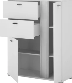 Home affaire Highboard »LONG ISLAND« 1 Stk. tlg. in moderner Trendfarbe,inklusive senkrechter Beleuchtung,Breite 100 cm