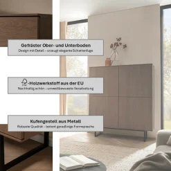 Home affaire Highboard »Lund, moderner Schrank, Kommode mit Kufengestell« optisch dünner Oberboden, hochwertige Optik, ausreichend Stauraum