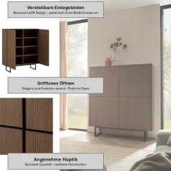 Home affaire Highboard »Lund, moderner Schrank, Kommode mit Kufengestell« optisch dünner Oberboden, hochwertige Optik, ausreichend Stauraum