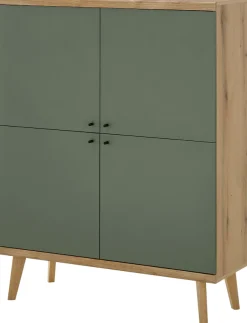 Home affaire Highboard »MAVAS« in moderner Trendfarbe, Griffe aus Metall (Schwarz), Höhe 134 cm