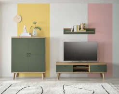 Home affaire Highboard »MAVAS« in moderner Trendfarbe, Griffe aus Metall (Schwarz), Höhe 134 cm