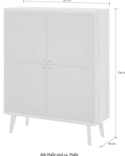 Home affaire Highboard »MAVAS« in moderner Trendfarbe, Griffe aus Metall (Schwarz), Höhe 134 cm