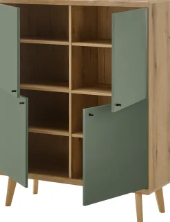 Home affaire Highboard »MAVAS« in moderner Trendfarbe, Griffe aus Metall (Schwarz), Höhe 134 cm