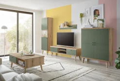 Home affaire Highboard »MAVAS« in moderner Trendfarbe, Griffe aus Metall (Schwarz), Höhe 134 cm