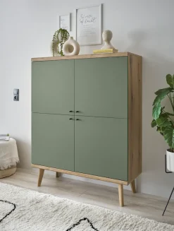 Home affaire Highboard »MAVAS« in moderner Trendfarbe, Griffe aus Metall (Schwarz), Höhe 134 cm