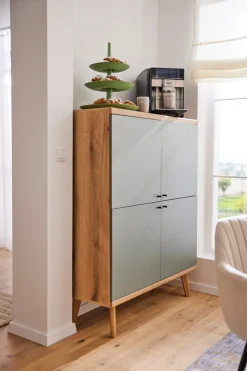 Home affaire Highboard »MAVAS« in moderner Trendfarbe, Griffe aus Metall (Schwarz), Höhe 134 cm