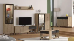 Home affaire Highboard »Mayenne Sideboard, Stauraumschrank, Anrichte, Hochschrank, Breite 93cm« Holztür mit Rillen-Optik, Glastür, Modernes Design