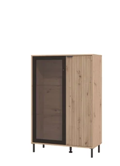 Home affaire Highboard »Mayenne Sideboard, Stauraumschrank, Anrichte, Hochschrank, Breite 93cm« Holztür mit Rillen-Optik, Glastür, Modernes Design
