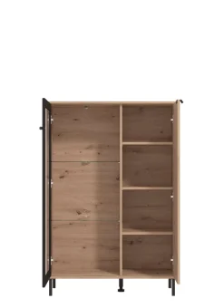 Home affaire Highboard »Mayenne Sideboard, Stauraumschrank, Anrichte, Hochschrank, Breite 93cm« Holztür mit Rillen-Optik, Glastür, Modernes Design