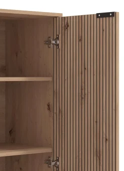 Home affaire Highboard »Mayenne Sideboard, Stauraumschrank, Anrichte, Hochschrank, Breite 93cm« Holztür mit Rillen-Optik, Glastür, Modernes Design