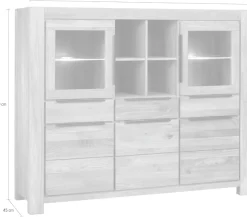 Home affaire Highboard mit stylischen Schwarzen Akzenten, 3 Schubladen, 14 Fächer.
