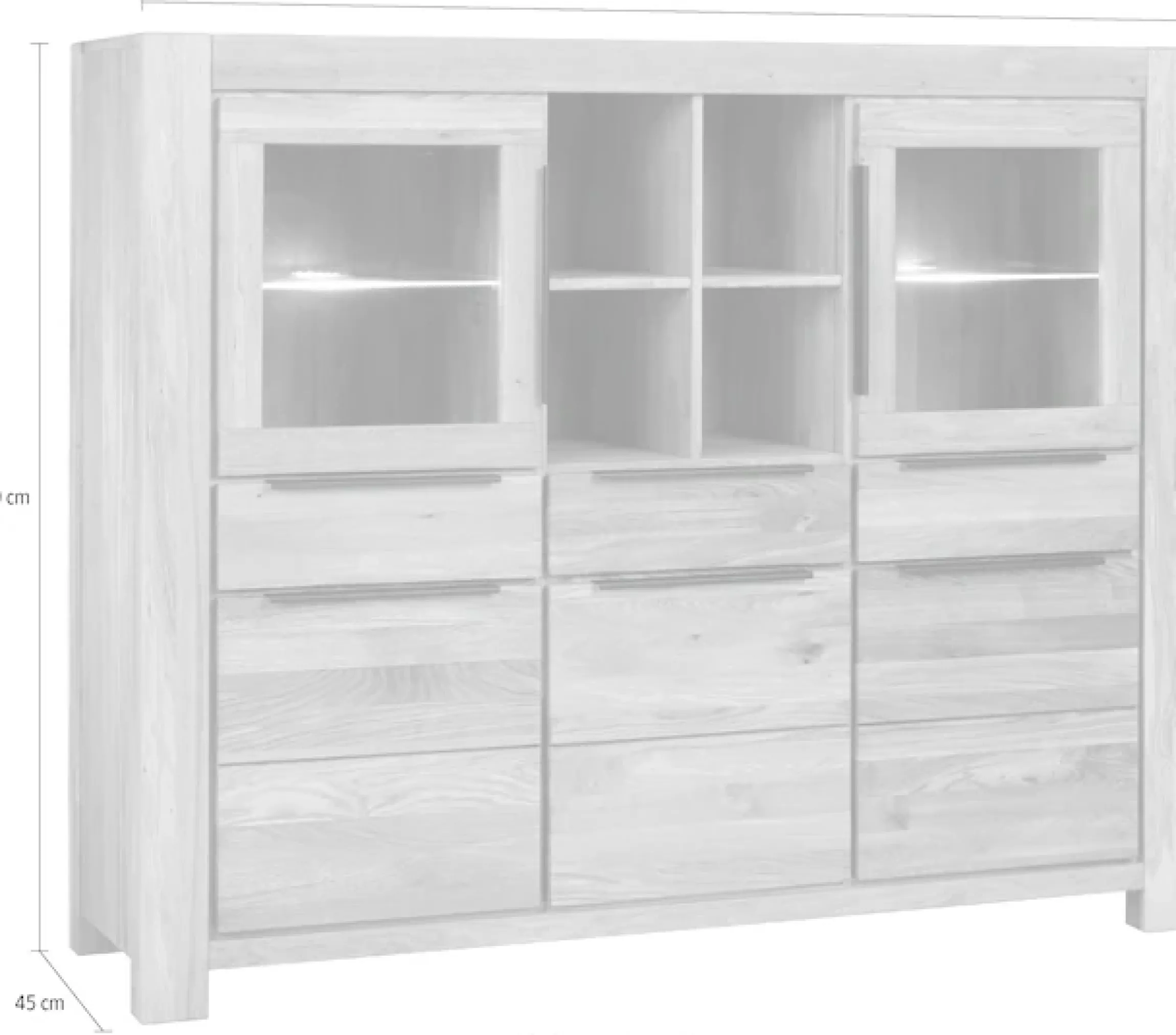 Home affaire Highboard mit stylischen Schwarzen Akzenten, 3 Schubladen, 14 Fächer.