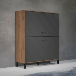 Home affaire Highboard »Molveno« 1 Stk. tlg. Highboard mit 4 Türen & Soft-Close - (B/T/H) 123/40/136 cm