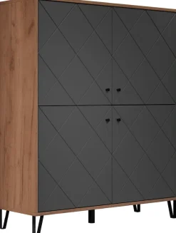 Home affaire Highboard »Molveno« 1 Stk. tlg. Highboard mit 4 Türen & Soft-Close - (B/T/H) 123/40/136 cm