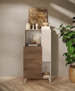 Home affaire Highboard »Monaco Höhe 154 cm, Stauraumschrank mit 2 Türen (4 Fächer) und 2 offen« Hohe, schmale Kommode – sanftes Schließen, edles Design, viel Platz