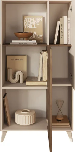 Home affaire Highboard »Monaco Höhe 154 cm, Stauraumschrank mit 2 Türen (4 Fächer) und 2 offen« Hohe, schmale Kommode – sanftes Schließen, edles Design, viel Platz