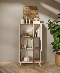 Home affaire Highboard »Monaco Höhe 154 cm, Stauraumschrank mit 2 Türen (4 Fächer) und 2 offen« Hohe, schmale Kommode – sanftes Schließen, edles Design, viel Platz