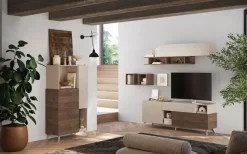 Home affaire Highboard »Monaco Höhe 154 cm, Stauraumschrank mit 2 Türen (4 Fächer) und 2 offen« Hohe, schmale Kommode – sanftes Schließen, edles Design, viel Platz