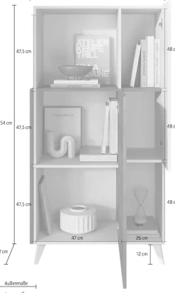 Home affaire Highboard »Monaco Höhe 154 cm, Stauraumschrank mit 2 Türen (4 Fächer) und 2 offen« Hohe, schmale Kommode – sanftes Schließen, edles Design, viel Platz