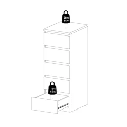Home affaire Highboard »Naia, Hochkommode, 5 Schubladen, Aufbewahrung, grifflose Front« Modern, skandinavisches Design, Schmal, in mehrere Farben
