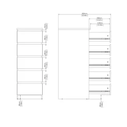 Home affaire Highboard »Naia, Hochkommode, 5 Schubladen, Aufbewahrung, grifflose Front« Modern, skandinavisches Design, Schmal, in mehrere Farben