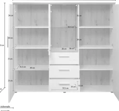 Home affaire Highboard »Nybro« Vitrine, wechselseitig montierbarer Türanschlag, Breite 159 cm