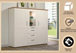 Home affaire Highboard »Nybro« Vitrine, wechselseitig montierbarer Türanschlag, Breite 159 cm