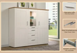 Home affaire Highboard »Nybro« Vitrine, wechselseitig montierbarer Türanschlag, Breite 159 cm
