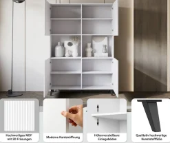 Home affaire Highboard »Phuket, Front MDF« Moderne Hochkommode ohne Griffe mit 10 Fächern, Breite 120 cm