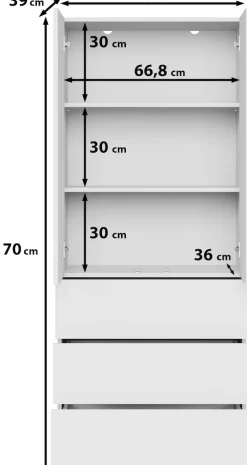 Home affaire Highboard »Phuket Hochschrank mit 2 Türen und 3 Schubladen« 1 Stk. tlg. Push-to-Open, verstellbare Einlegeböden und viel Stauraum