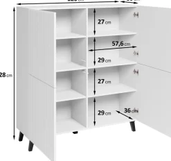 Home affaire Highboard »Phuket, Front MDF« moderne Kommode mit 4 Türen und 8 Fächern, Breite 120 cm