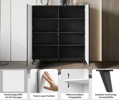 Home affaire Highboard »Phuket, Front MDF« moderne Kommode mit 4 Türen und 8 Fächern, Breite 120 cm