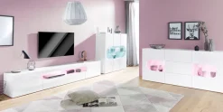 Home affaire Highboard »Real,Highboard,Kommode,Schrank mit 3 Türen,komplett hochglanz lackiert« mit 3 Türen, davon 2 aus Glas, mit einer großen Glasablage, Höhe 121