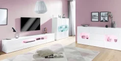 Home affaire Highboard »Real,Highboard,Kommode,Schrank mit 3 Türen,komplett hochglanz lackiert« mit 3 Türen, davon 2 aus Glas, mit einer großen Glasablage, Höhe 121
