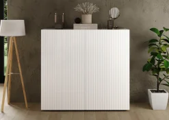 Home affaire Highboard »Rio, Höhe 111 cm, Breite 120 cm, Stauraumschrank, Kommode, 2 Türen,« geriffelte MDF-Fronten, modern u. elegant, viel Stauraum