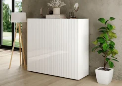 Home affaire Highboard »Rio, Höhe 111 cm, Breite 120 cm, Stauraumschrank, Kommode, 2 Türen,« geriffelte MDF-Fronten, modern u. elegant, viel Stauraum