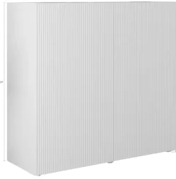 Home affaire Highboard »Rio, Höhe 111 cm, Breite 120 cm, Stauraumschrank, Kommode, 2 Türen,« geriffelte MDF-Fronten, modern u. elegant, viel Stauraum