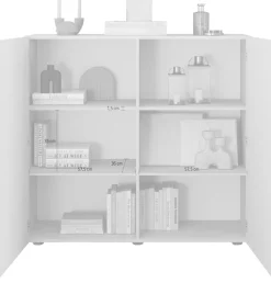 Home affaire Highboard »Rio, Höhe 111 cm, Breite 120 cm, Stauraumschrank, Kommode, 2 Türen,« geriffelte MDF-Fronten, modern u. elegant, viel Stauraum