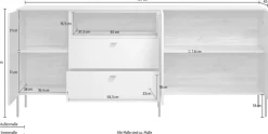 Home affaire Highboard »San Pedro« 1 Stk. tlg. Highboard, 2 Türen, 2 Schubkasten & Soft-Close - (B/T/H) 93/42/140 cm