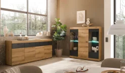 Home affaire Highboard »Soleto, moderner Schrank, Vitrine in Eiche Evoke« zeitlos, schwarze Griffe aus Metall, ausreichend Stauraum