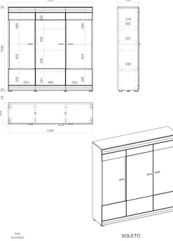 Home affaire Highboard »Soleto, moderner Schrank, Vitrine in Eiche Evoke« zeitlos, schwarze Griffe aus Metall, ausreichend Stauraum