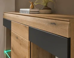 Home affaire Highboard »Soleto, moderner Schrank, Vitrine in Eiche Evoke« zeitlos, schwarze Griffe aus Metall, ausreichend Stauraum