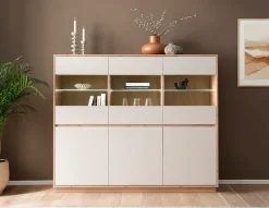 Home affaire Highboard »Sonora, moderner Schrank, Stauraumelement in Eiche Artisan, Kommode« filigrane Rahmenoptik, ausreichend Stauraum, vielseitig einsetzbar