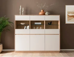 Home affaire Highboard »Sonora, moderner Schrank, Stauraumelement in Eiche Artisan, Kommode« filigrane Rahmenoptik, ausreichend Stauraum, vielseitig einsetzbar